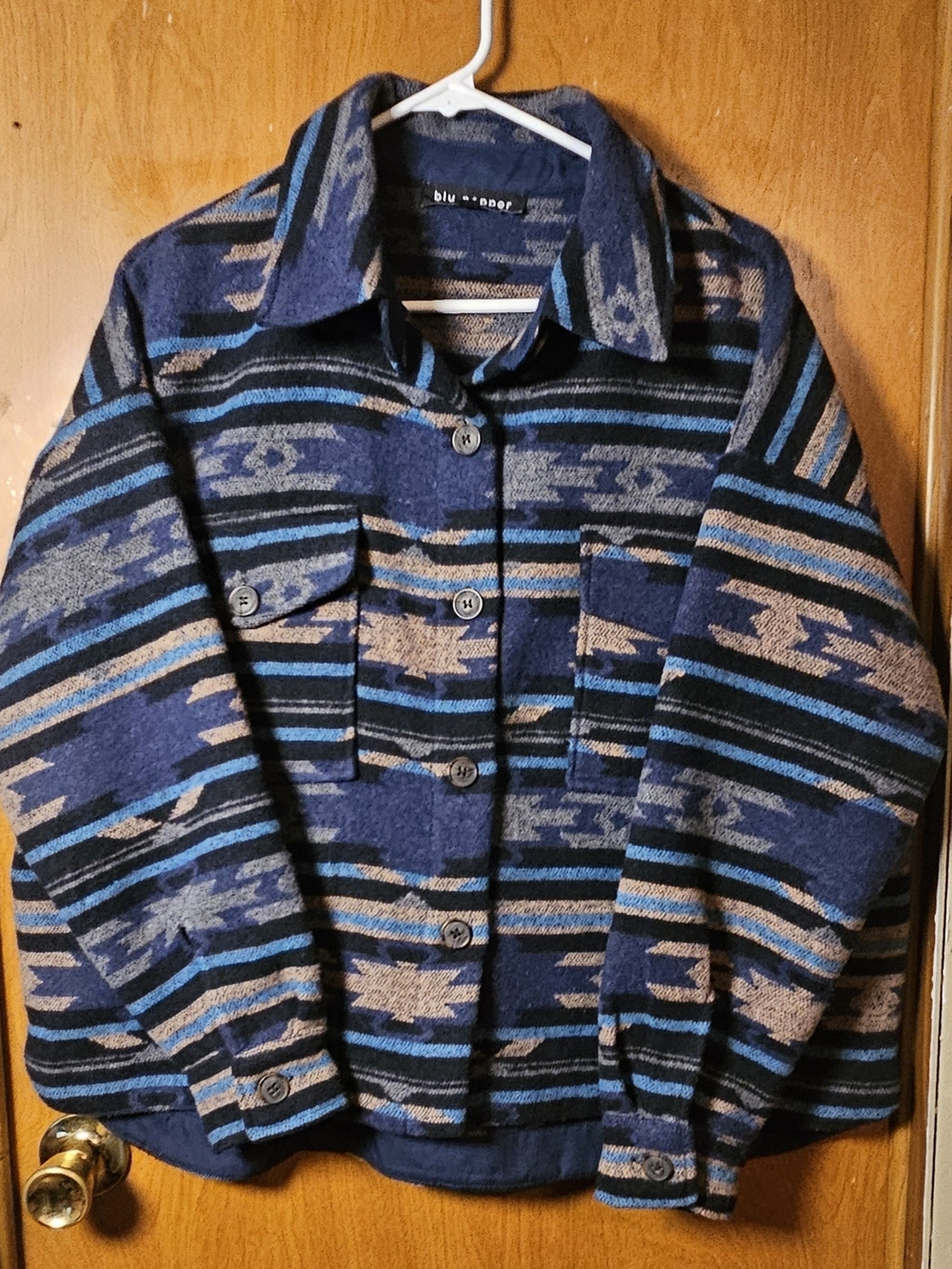 Blu Pepper Navy & Tan Aztec Button-Up Jacket